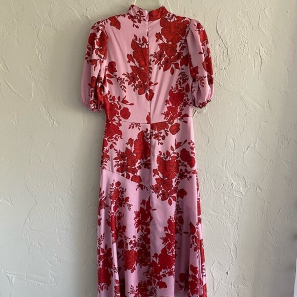 ML Monique Lhuiller floral short puff-sleeve midi dress - Picture 3 of 4